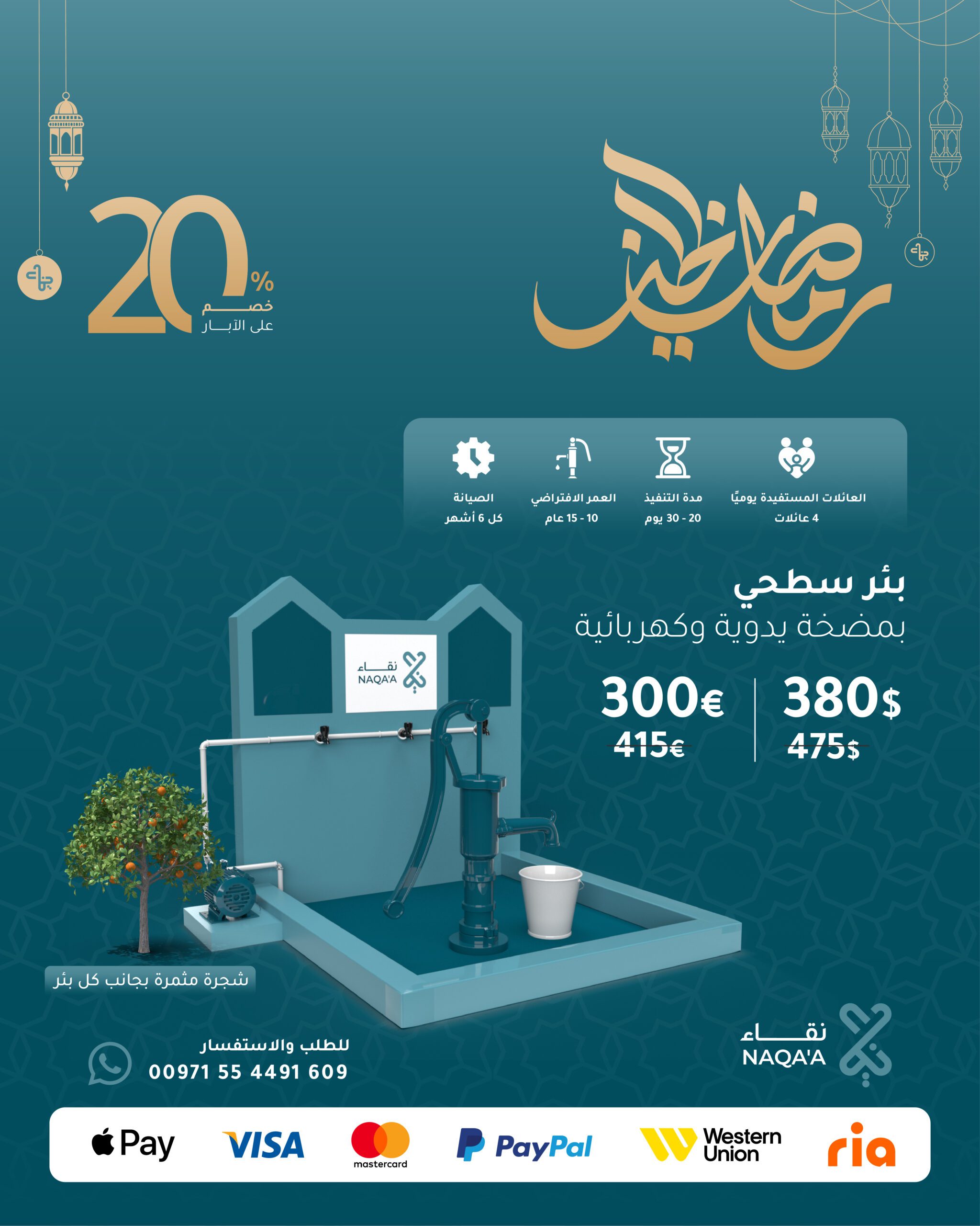 DollarEuro-04 بئر سطحي بمضخة يدوية وكهربائية - الصورة 1